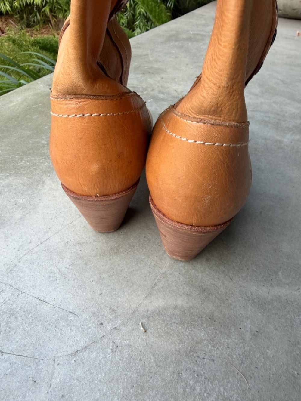 Frye Tan Studded Leather Knee Boots - Picture 5 of 10